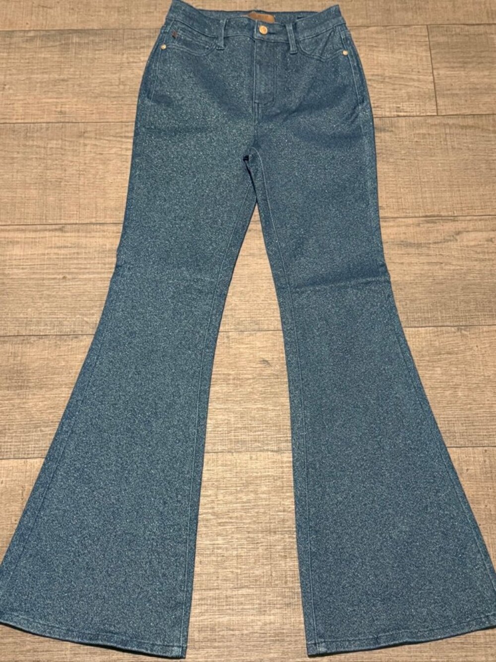 Judy Blue Sparkle Flare Jeans 1/25 Dark Wash Glitter JB881059